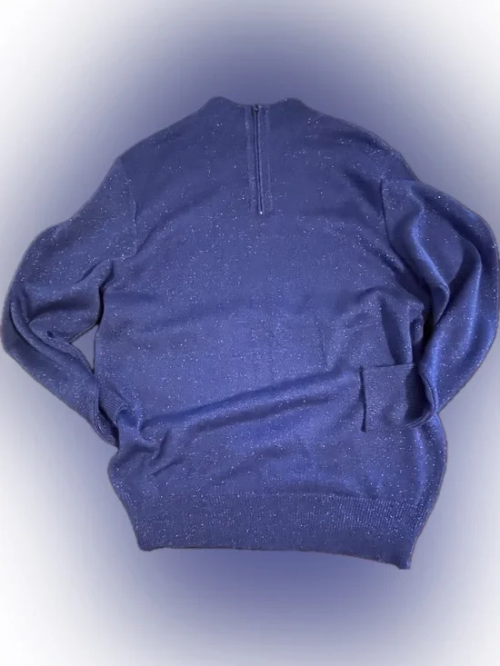 Rochelle California Sparkle Knit Turtleneck Sweater in Bright Periwinkle Blue - Picture 3 of 7